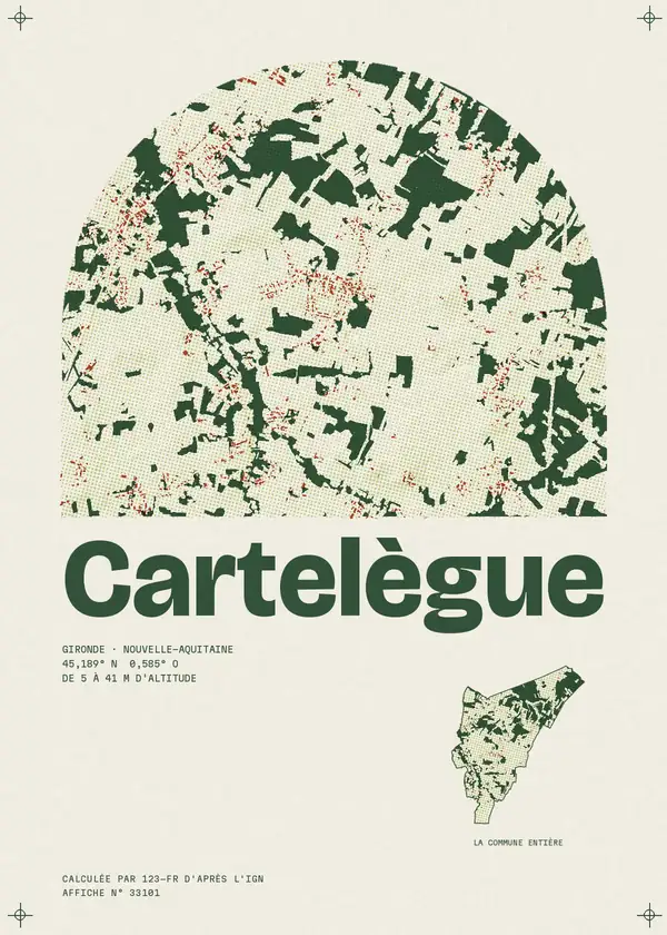 Affiche de Cartelègue, calculée par 123-fr d'après l'IGN
