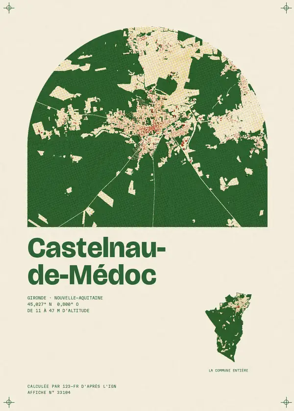 Affiche de Castelnau-de-Médoc, calculée par 123-fr d'après l'IGN