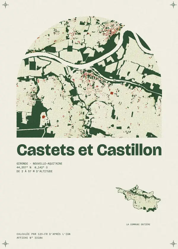 Affiche de Castets et Castillon, calculée par 123-fr d'après l'IGN