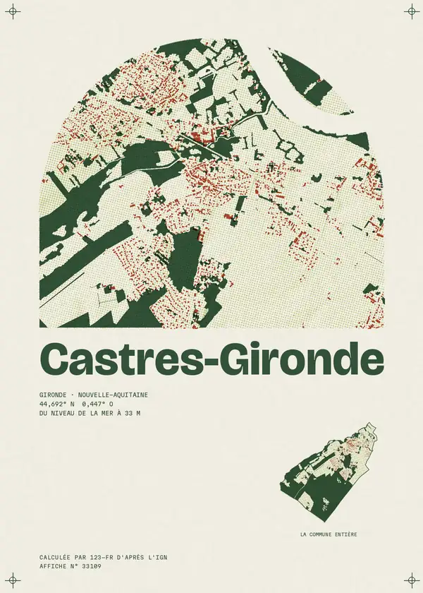 Affiche de Castres-Gironde, calculée par 123-fr d'après l'IGN