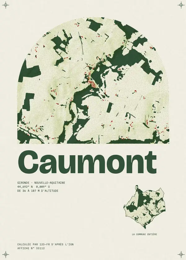 Affiche de Caumont, calculée par 123-fr d'après l'IGN