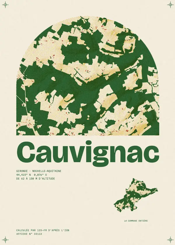 Affiche de Cauvignac, calculée par 123-fr d'après l'IGN