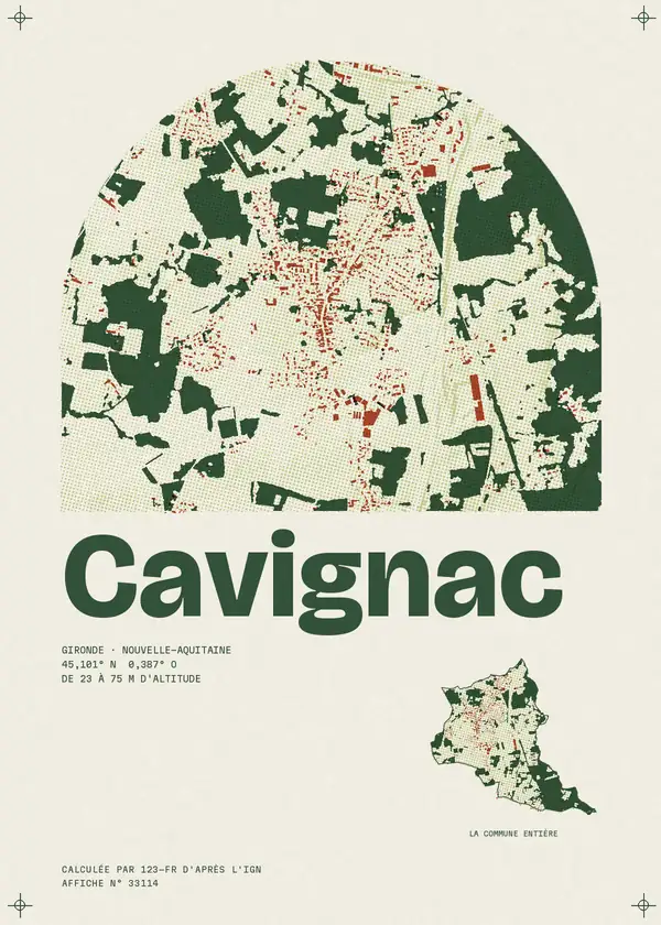 Affiche de Cavignac, calculée par 123-fr d'après l'IGN