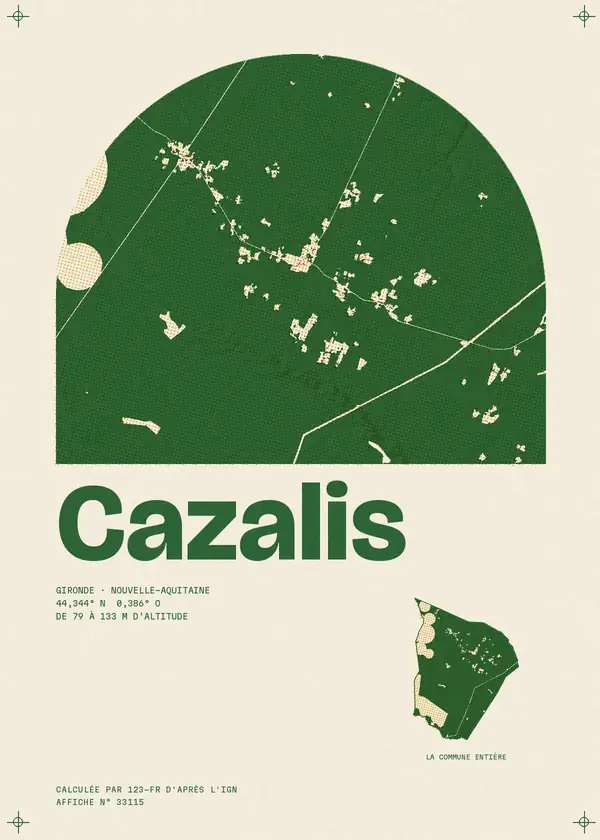 Affiche de Cazalis, calculée par 123-fr d'après l'IGN