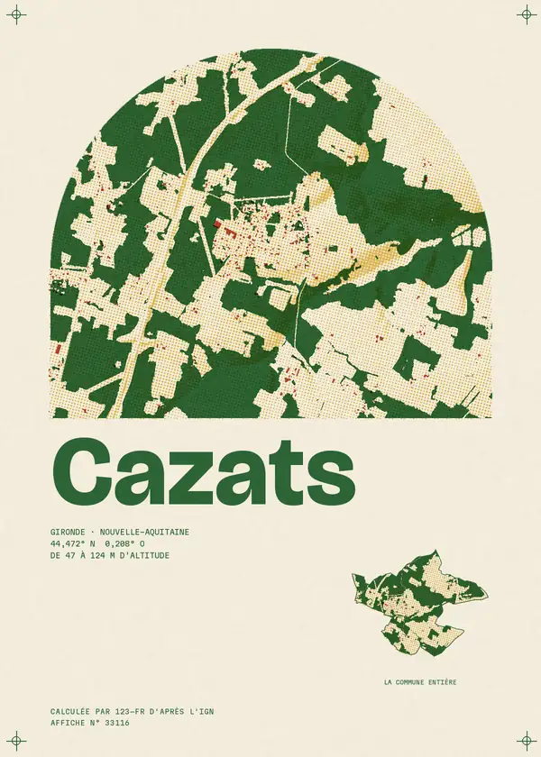 Affiche de Cazats, calculée par 123-fr d'après l'IGN