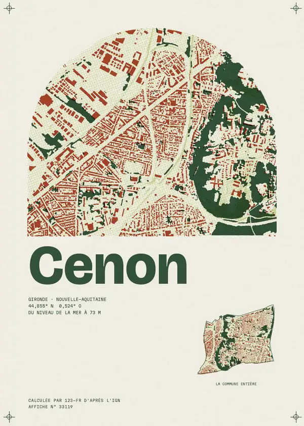 Affiche de Cenon, calculée par 123-fr d'après l'IGN