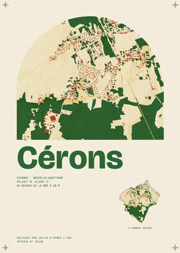 Affiche de Cérons, calculée par 123-fr d'après l'IGN