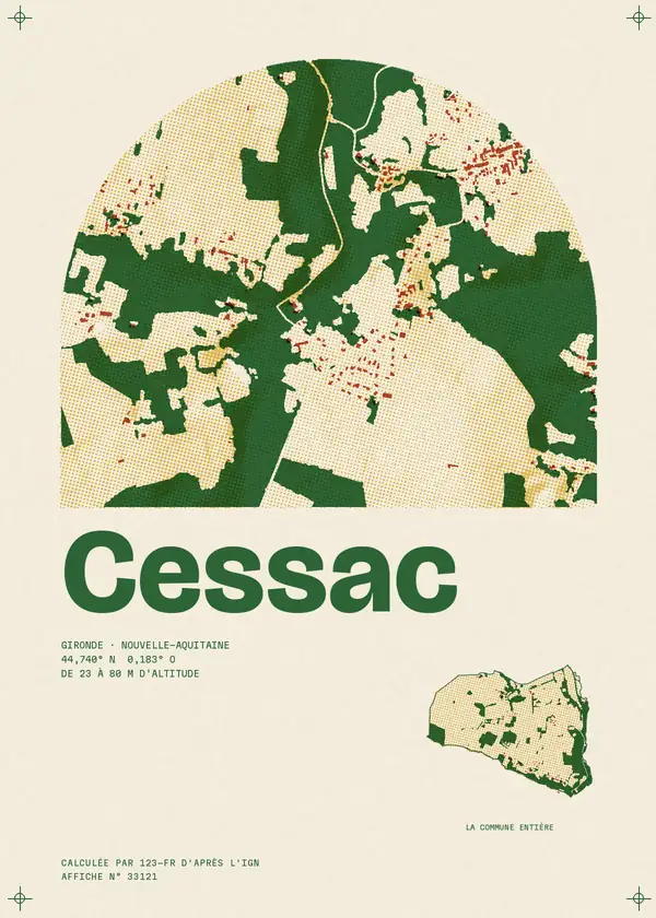 Affiche de Cessac, calculée par 123-fr d'après l'IGN