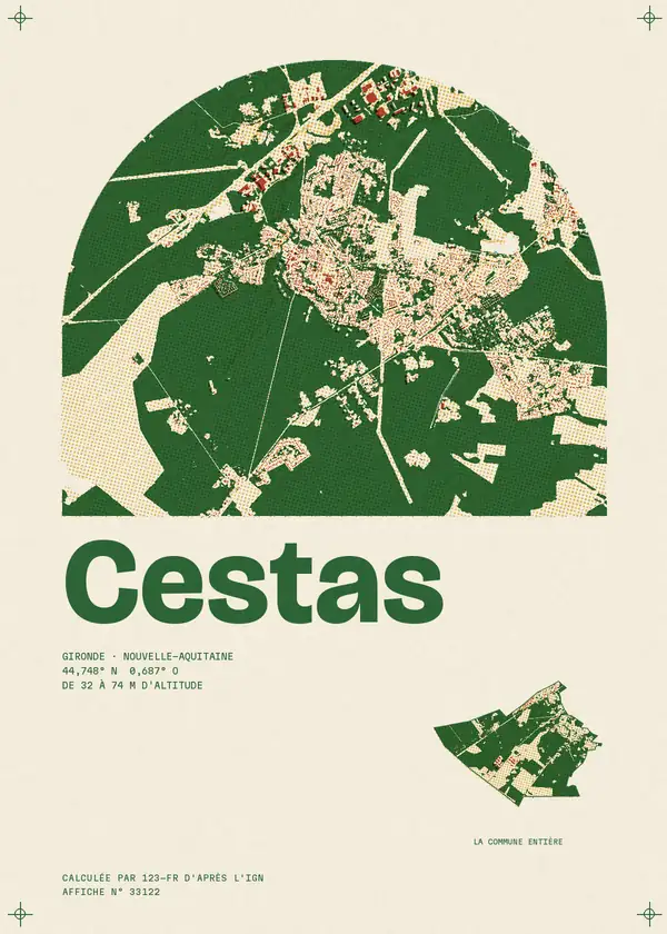 Affiche de Cestas, calculée par 123-fr d'après l'IGN