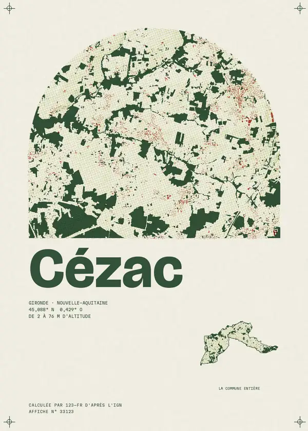 Affiche de Cézac, calculée par 123-fr d'après l'IGN