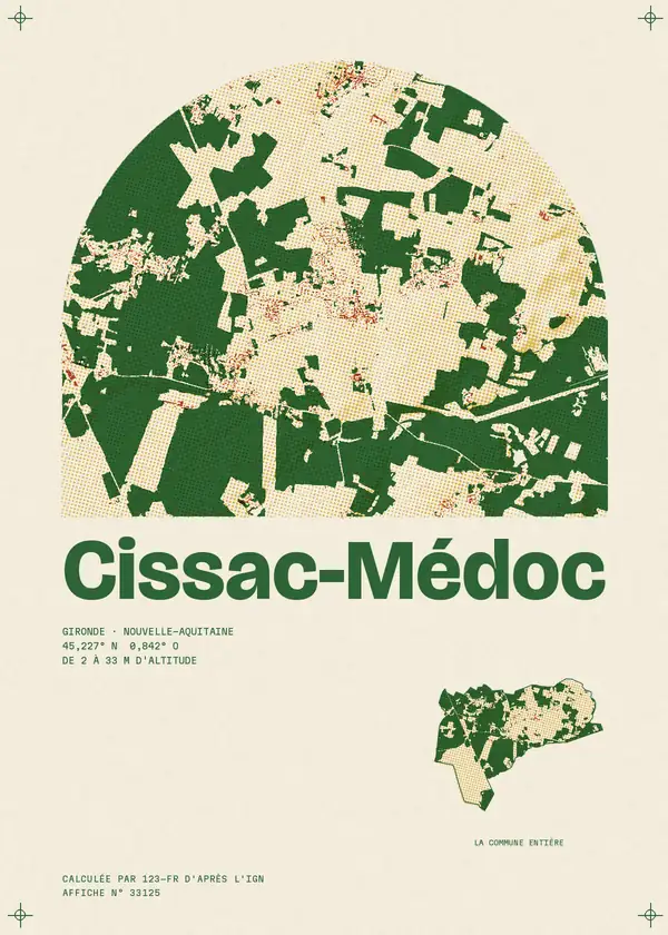 Affiche de Cissac-Médoc, calculée par 123-fr d'après l'IGN