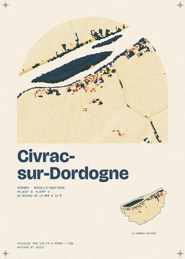 Affiche de Civrac-sur-Dordogne, calculée par 123-fr d'après l'IGN