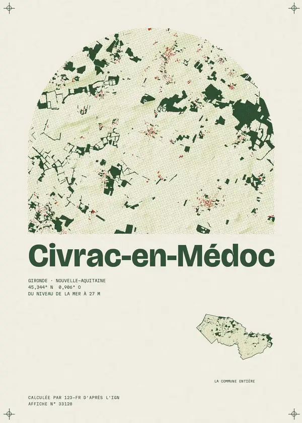 Affiche de Civrac-en-Médoc, calculée par 123-fr d'après l'IGN