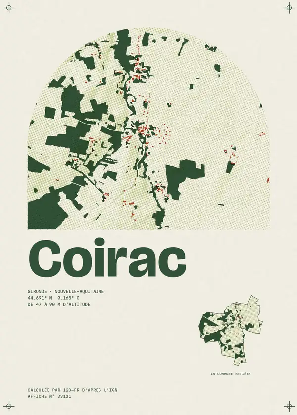 Affiche de Coirac, calculée par 123-fr d'après l'IGN