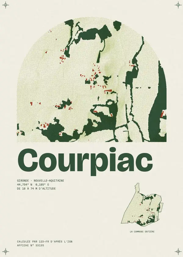 Affiche de Courpiac, calculée par 123-fr d'après l'IGN
