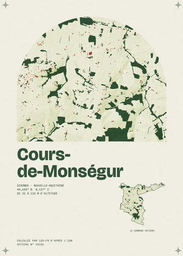 Affiche de Cours-de-Monségur, calculée par 123-fr d'après l'IGN