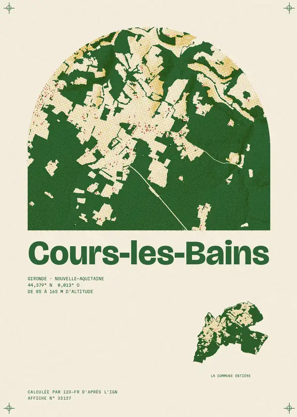 Affiche de Cours-les-Bains, calculée par 123-fr d'après l'IGN