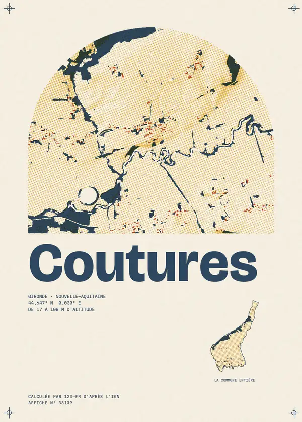 Affiche de Coutures, calculée par 123-fr d'après l'IGN