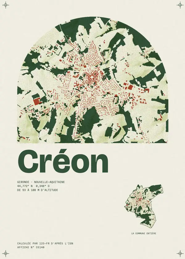 Affiche de Créon, calculée par 123-fr d'après l'IGN
