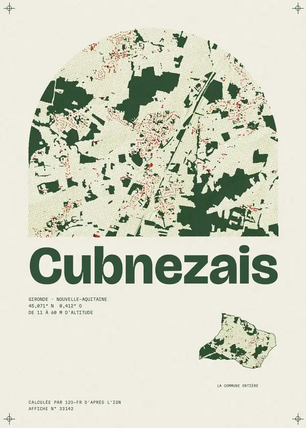 Affiche de Cubnezais, calculée par 123-fr d'après l'IGN