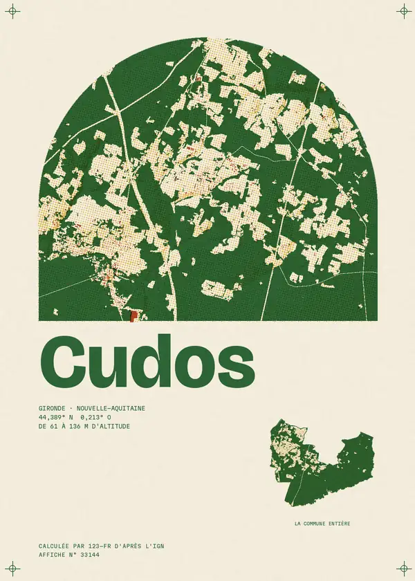 Affiche de Cudos, calculée par 123-fr d'après l'IGN