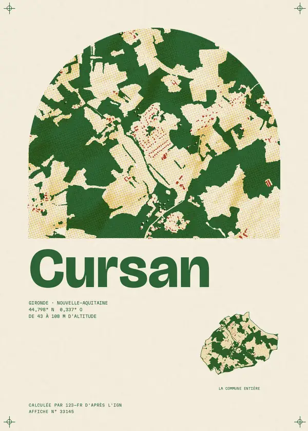 Affiche de Cursan, calculée par 123-fr d'après l'IGN