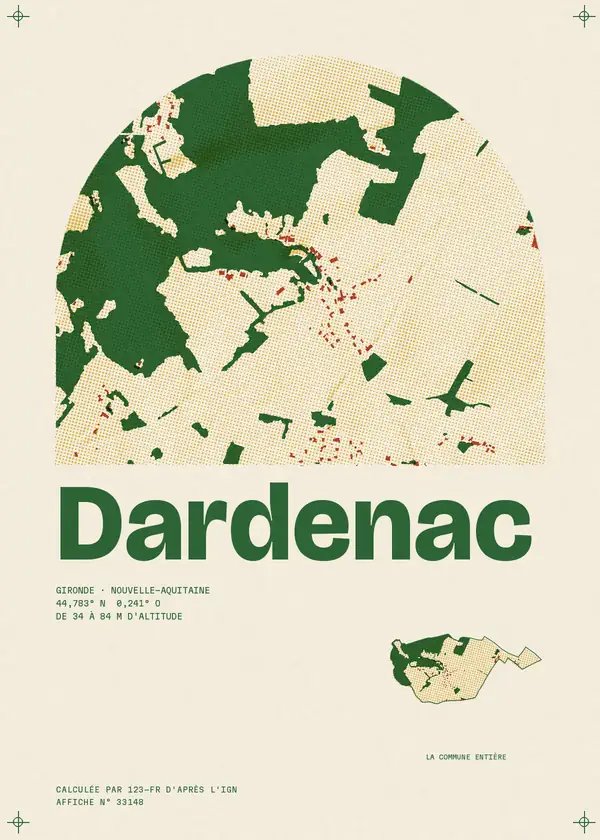 Affiche de Dardenac, calculée par 123-fr d'après l'IGN