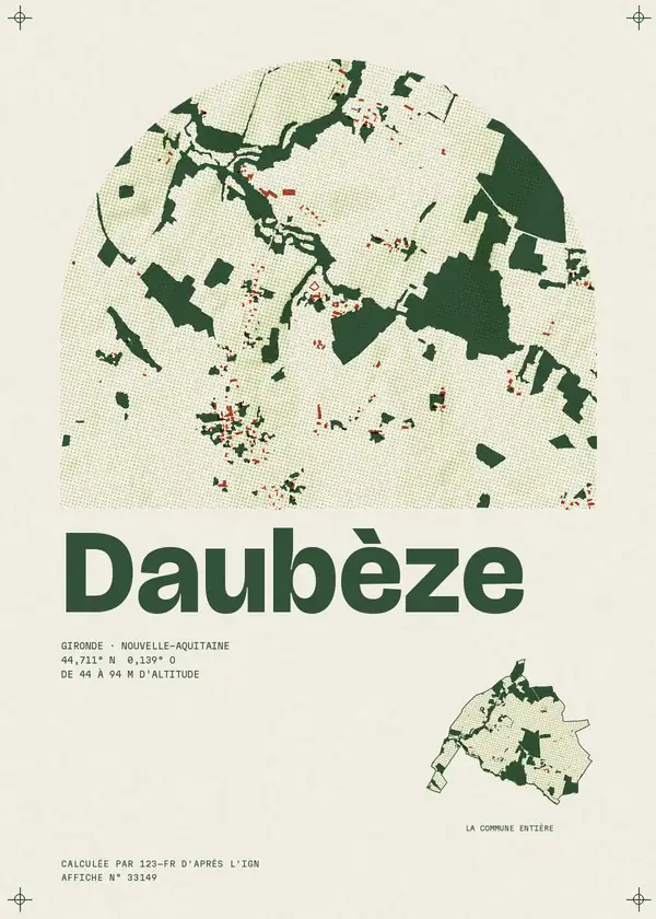 Affiche de Daubèze, calculée par 123-fr d'après l'IGN