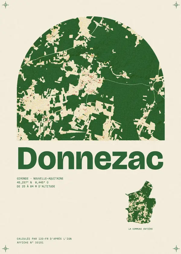 Affiche de Donnezac, calculée par 123-fr d'après l'IGN
