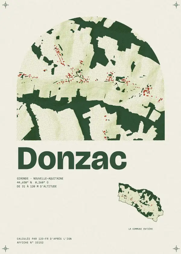 Affiche de Donzac, calculée par 123-fr d'après l'IGN