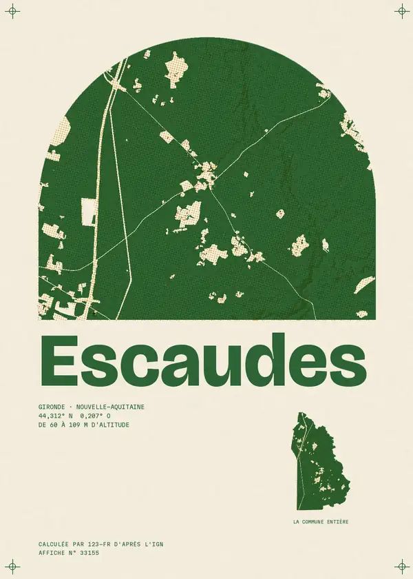 Affiche de Escaudes, calculée par 123-fr d'après l'IGN