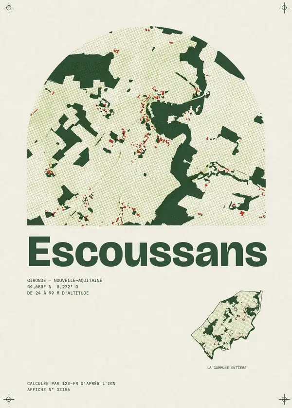Affiche de Escoussans, calculée par 123-fr d'après l'IGN