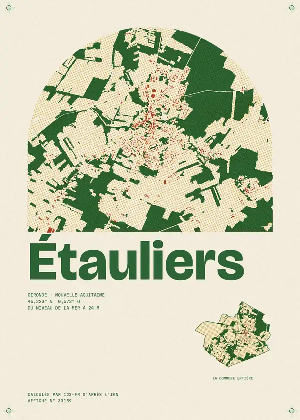Affiche de Étauliers, calculée par 123-fr d'après l'IGN