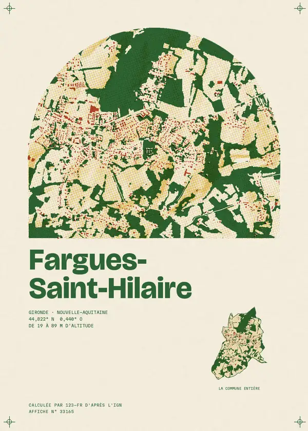 Affiche de Fargues-Saint-Hilaire, calculée d'après l'IGN