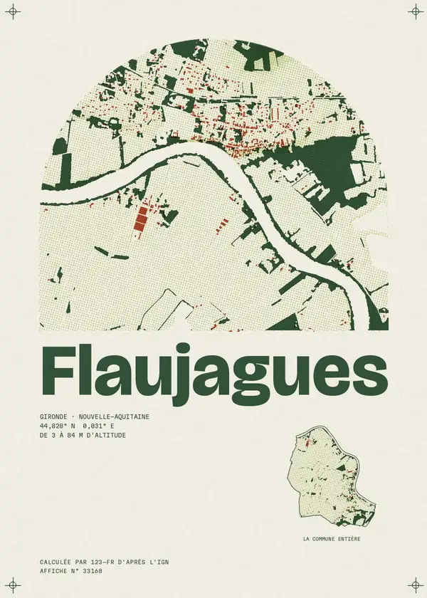 Affiche de Flaujagues, calculée par 123-fr d'après l'IGN