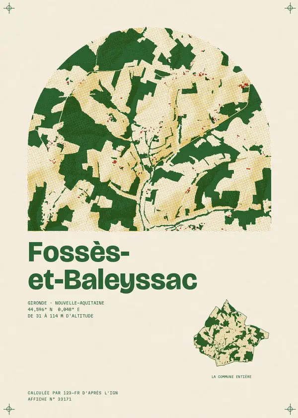 Affiche de Fossès-et-Baleyssac, calculée par 123-fr d'après l'IGN