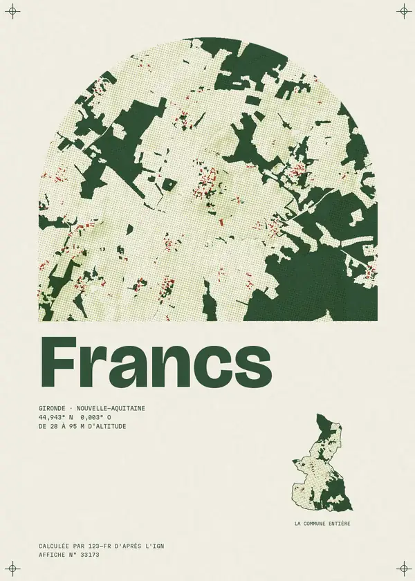 Affiche de Francs, calculée par 123-fr d'après l'IGN