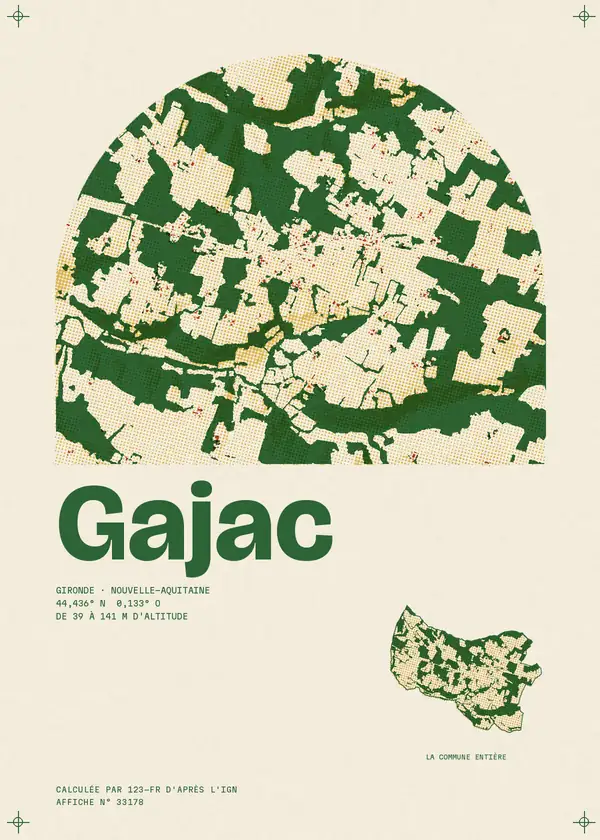 Affiche de Gajac, calculée par 123-fr d'après l'IGN