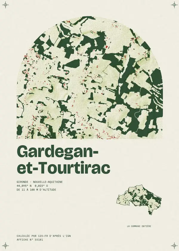 Affiche de Gardegan-et-Tourtirac, calculée par 123-fr d'après l'IGN