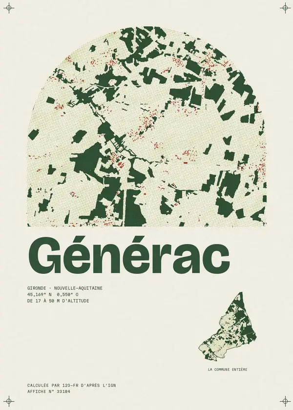 Affiche de Générac, calculée par 123-fr d'après l'IGN