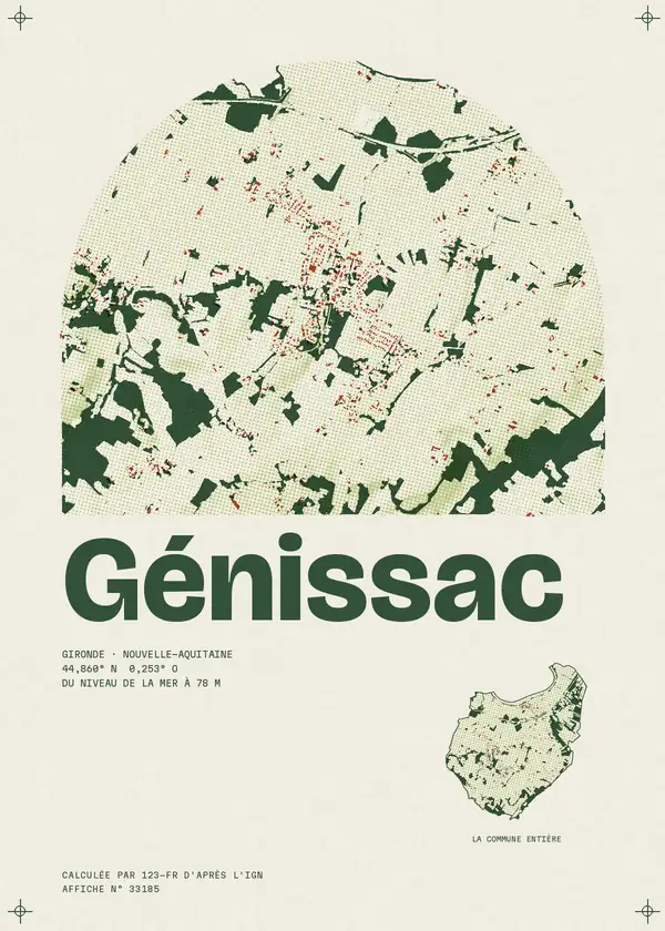 Affiche de Génissac, calculée par 123-fr d'après l'IGN