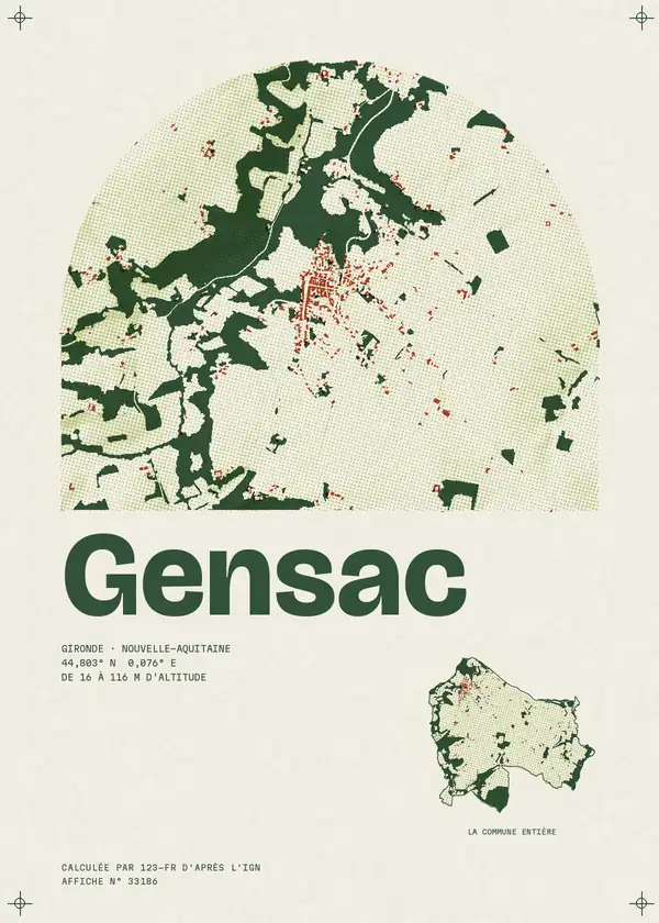 Affiche de Gensac, calculée par 123-fr d'après l'IGN