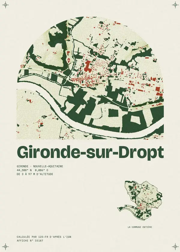 Affiche de Gironde-sur-Dropt, calculée par 123-fr d'après l'IGN