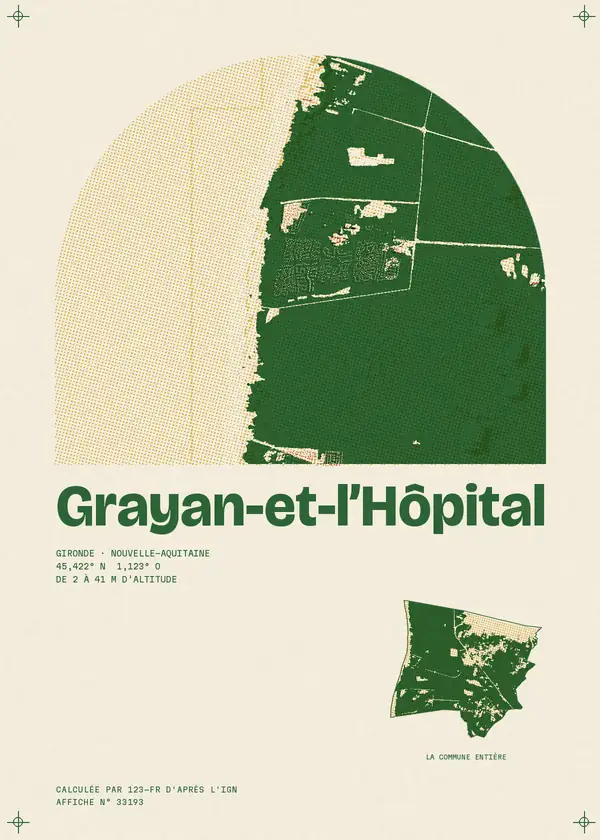 Affiche de Grayan-et-l'Hôpital, calculée par 123-fr d'après l'IGN