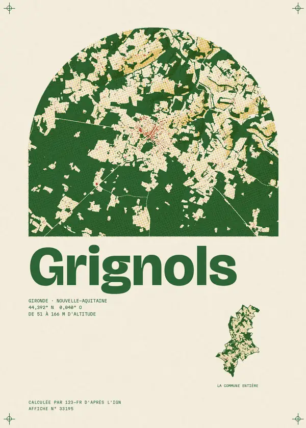 Affiche de Grignols, calculée par 123-fr d'après l'IGN