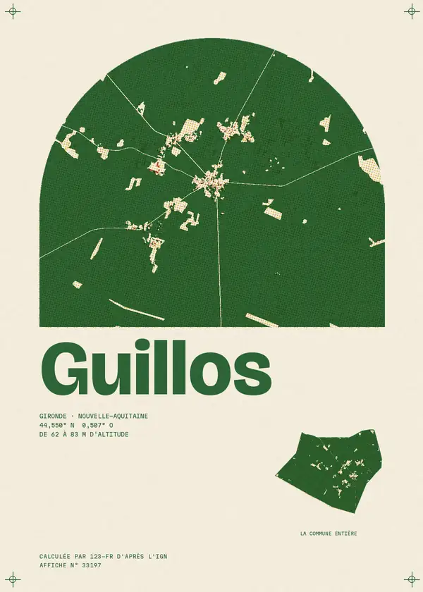 Affiche de Guillos, calculée par 123-fr d'après l'IGN