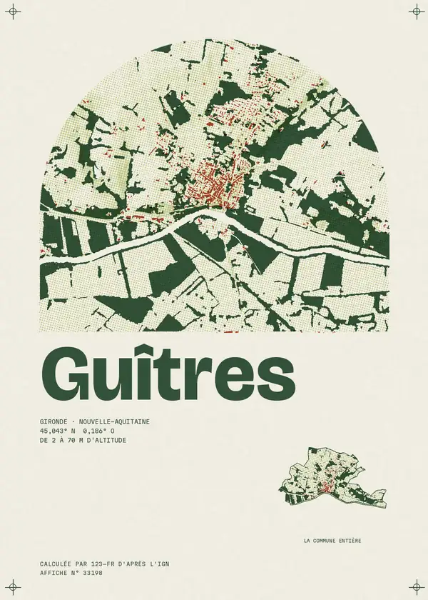 Affiche de Guîtres, calculée par 123-fr d'après l'IGN