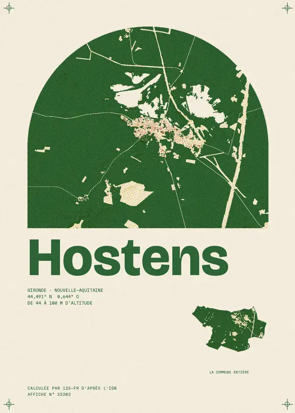 Affiche de Hostens, calculée par 123-fr d'après l'IGN