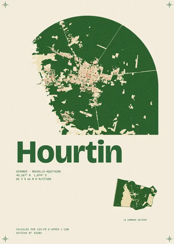 Affiche de Hourtin, calculée par 123-fr d'après l'IGN