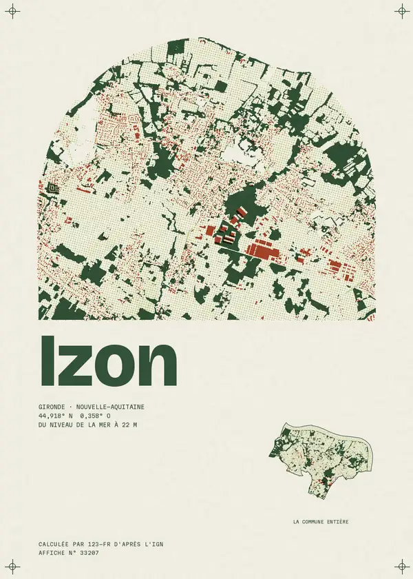 Affiche de Izon, calculée par 123-fr d'après l'IGN